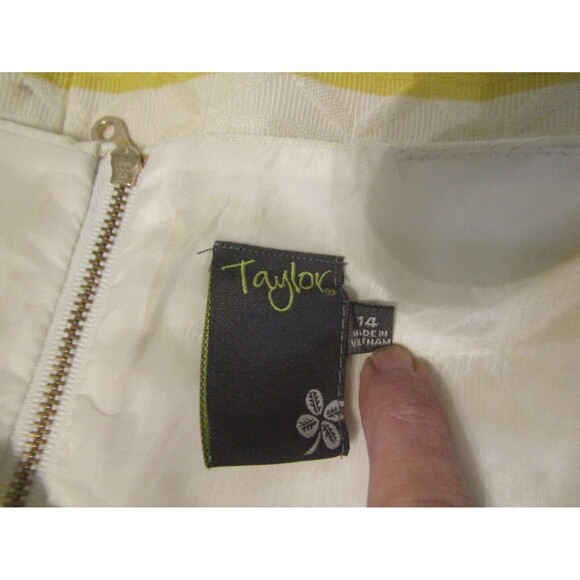 Taylor Dress NWT Yellow Striped Cotton Summer Sleeveless Lined Womens Size 14 - Picture 7 of 8